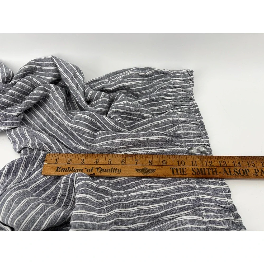 Briggs Linen Pants Grey Striped, Pull On Beach Coastal Summer, Size XL, Pre-Own